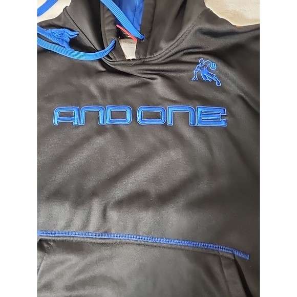 AND1 Basketball Hoodie Sweatshirt Big Logo‎ Pullover Long Sleeves Blue Mens 2X - Picture 2 of 6